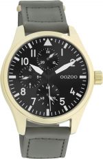 Oozoo Timepieces Grey  Leather Strap C11008